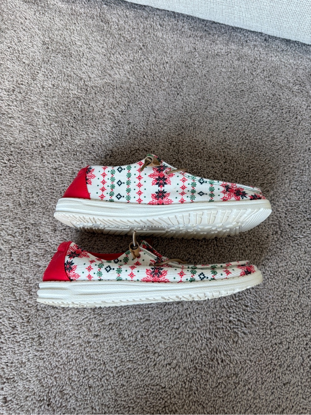 Hey Dude Women’s Red, White and Green Patterned Slip-On Sneakers - Picture 13 of 13